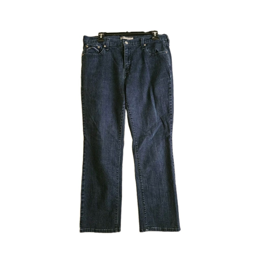 Levi's Jeans Women 14 Dark Blue 505 Straight Leg Mid Rise Denim Classic Western